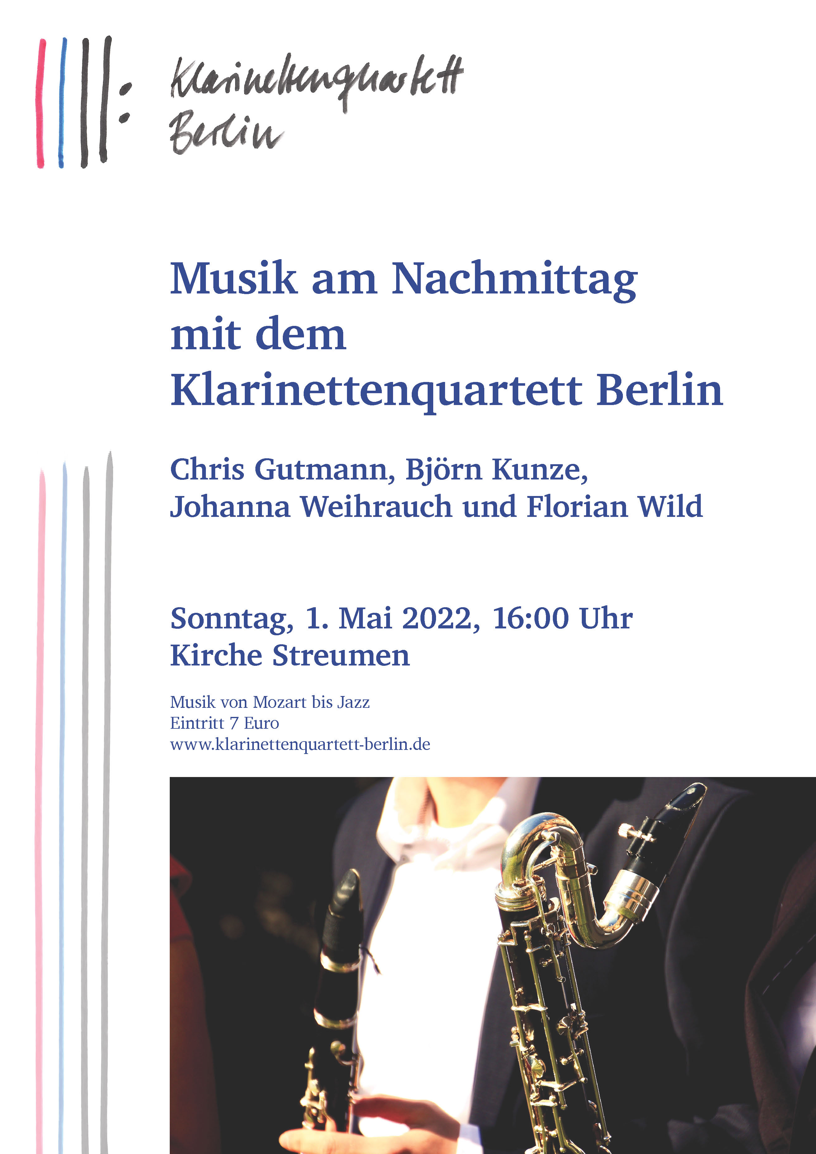 Poster klarinettenquartettberlin.streumen 01 05 2022