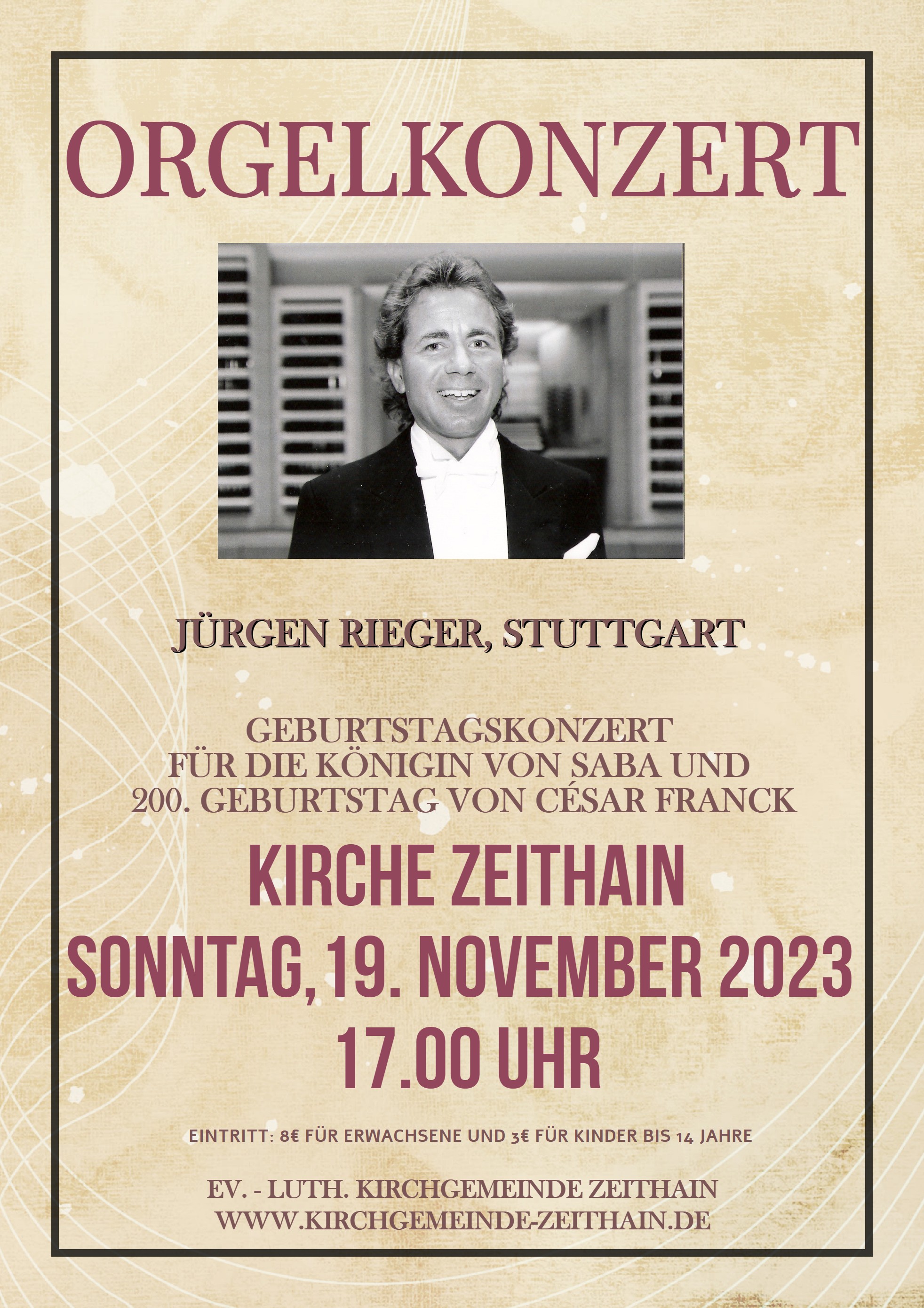 Orgelkonzert mit Jürgen Rieger am 19. November in Zeithain